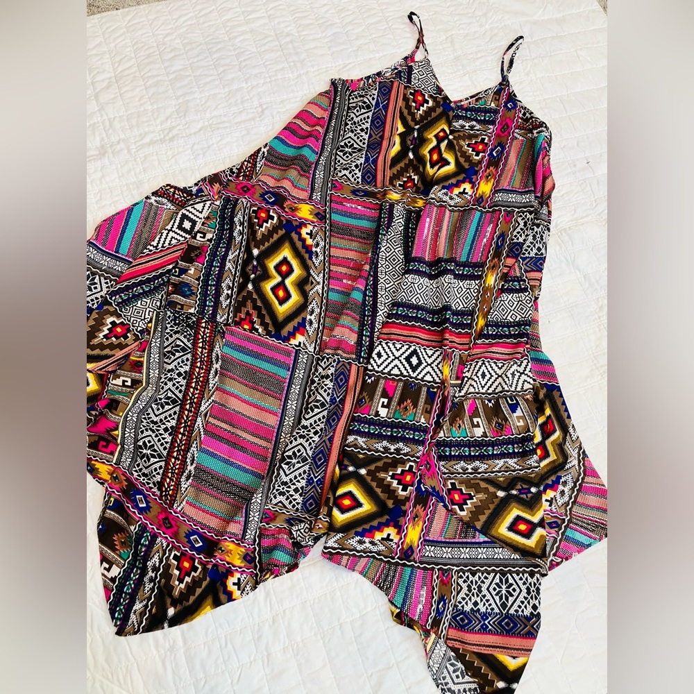 Women’s Multicolor Ethnic Print Midi Dress - No Brand